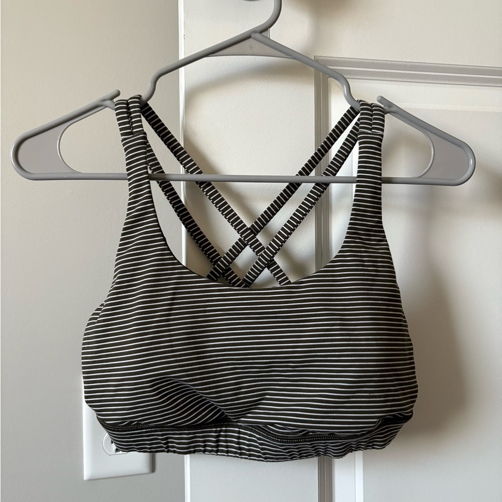 Lululemon Black and White Sports Bra with Strappy Back